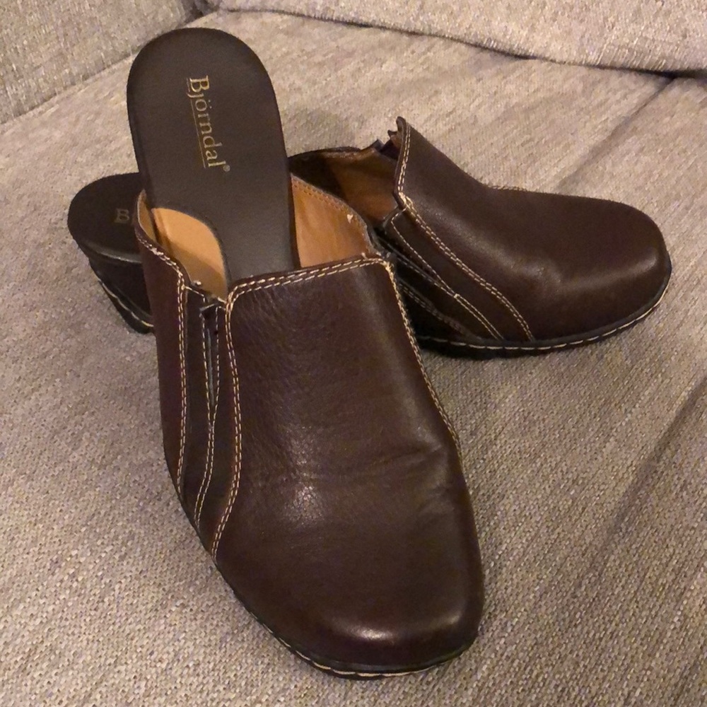 EUC Brown Leather Mules